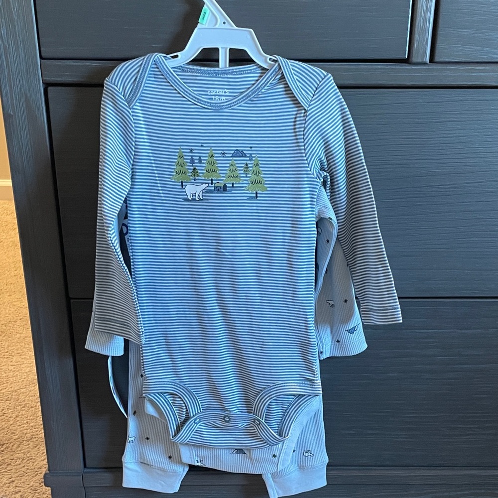 Carter's Blue and White Striped Bodysuit Set